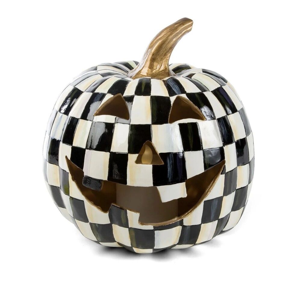 NEW MacKenzie-Childs Courtly Check Illuminated Jack O' Lantern
